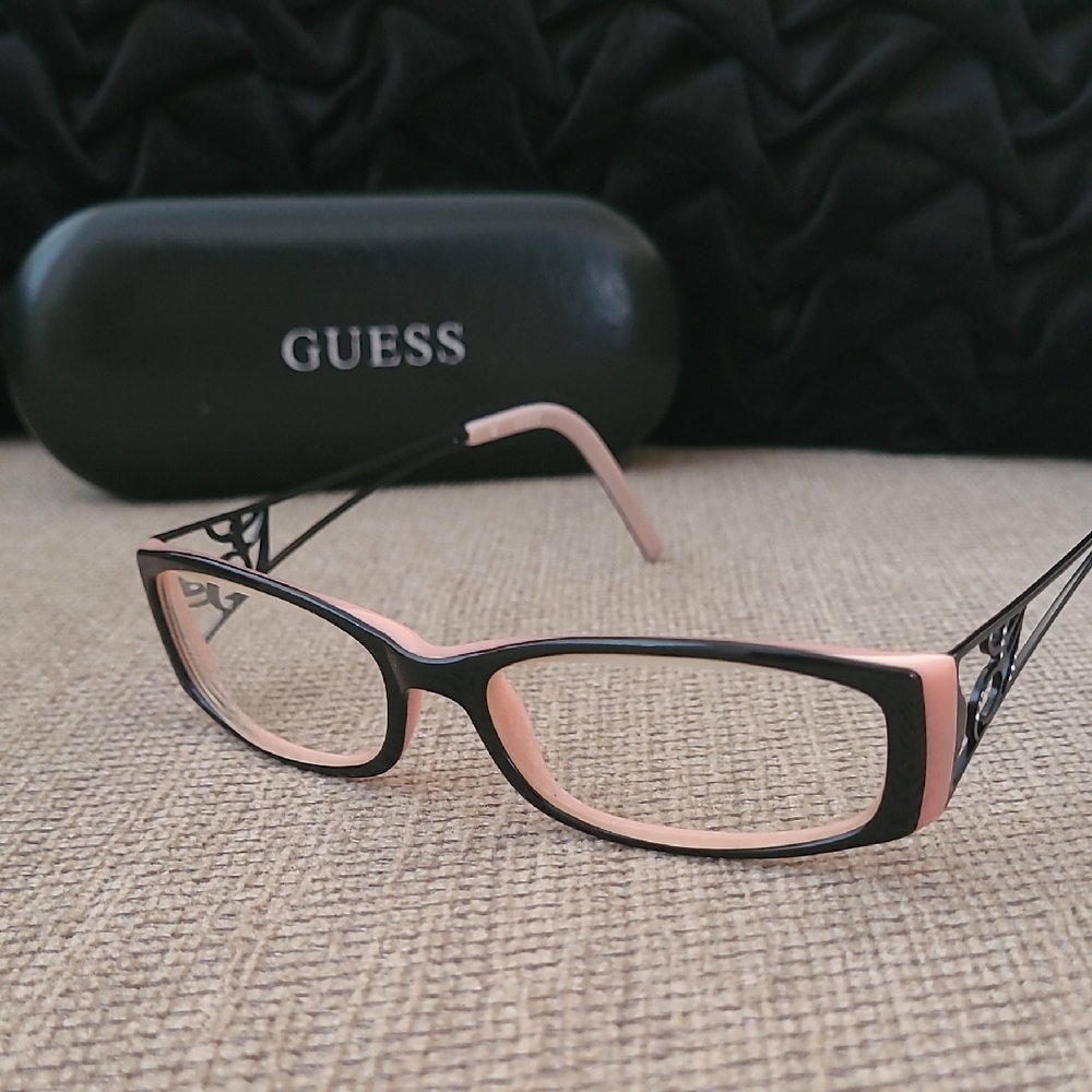 GUESS RETRO PINK BLACK EYEGLASS FRAME 50 15 135